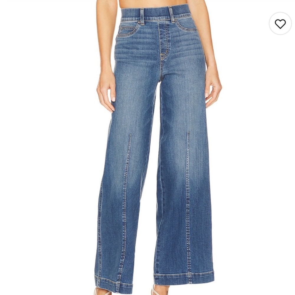 Spanx Seamed Front Wide Leg Jeans Vintage Indigo Large Petite - Picture 8 of 8